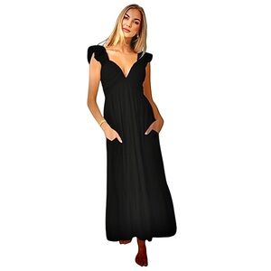 NWT Mable Black Katy Pleated Bodice Maxi Dress in Black Size M